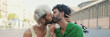 © Andrii Nekrasov - Homosexual couple kissing each other. Panoramic