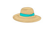 © MDSOWROV - Modern woven straw hat vector icon with an editable stroke design, this colorful line illustration is a versatile minimalist graphic for summer travel, seaside vacations, and stylish headwear.