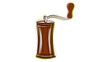 © Mujeeb - Barista manual hand coffee grinder with editable stroke vector icon illustration. Colorful line art design of a coffee bean mill with adjustable stroke weight for cafe menus and web UI design.