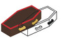 © MDARIFUL - Classic Wooden Coffin Vector Icon Showcasing Creative Colorful Line Art Style on a White Background Ideal for Halloween Party Graphics Spooky Mystic Illustrations and Macabre Design Elements