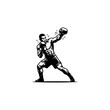© Lemon - Boxer Punching Uppercut Vector Illustration - Male Professional Boxing Fighter Action Silhouette