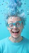 © ChaoticDesignStudio - Shocked individual with blue smoke exploding from head. Creative concept for mind-blowing ideas, mental breakthroughs, and overwhelming inspiration.