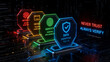 © MdEmajuddin - Digital security concepts including network device identity and data encryption represented by glowing hexagonal icons