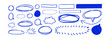 © sotejarts - Blue pen text boxes and shapes collection on Transparent Background. Blue ball pen ovals, rectangles and starburst doodles. Crayon drawn note speech bubbles and shapes for text.