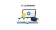 © PAKE - e learning concept with laptop open book and graduation cap