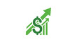 © RABEYA - Dollar sign arrow icon green financial growth symbol on white