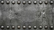 © Cla78 - Grunge scratched dark metal plate texture with rivets and bolts on rough steel industrial background