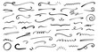 © aura studio - Hand drawn curly swishes and swooshes vector illustration. Calligraphy underline tails, squiggle flourishes, swoop strokes, typography accents, pen curls and decorative swirl lines.