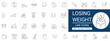 © Iconova Studio - losing weight line icon set. fitness, diet, nutrition, calories, weight, loss, work, fat, exercise, sleep, measurement, scale, workout, health, slimming, editable stroke. vector illustration
