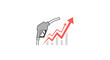 © Sangu - Fuel Pump Nozzle with Upward Trending Graph, Rising Gas Prices