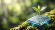 © andirisamtriangga - Sustainable green technology plant growing on microchip.