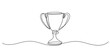 © Shovo - Continuous one line drawing of trophy cup for winner. Winner achievement trophy hand drawn vector illustration.Trophy Award continuous one line drawing, Success Champion Star Trophy Award One Line