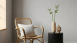 © abeeha - Rattan chair with pillow and vase on side table
