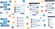 © MstJasmin - Social Media and Team Collaboration Interface Set with Group Chat Windows, Messaging Threads, User Avatars, Contact Lists, and Multi-Platform Communication UI Design Elements