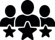 © Raton - Three black silhouette people icons with star ratings