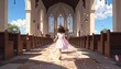 © Muhammad - Flower girl scattering pink petals in church aisle during wedding ceremony