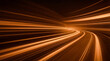 © Jacqueline - Abstract 3D render of luminous orange light trails curving dynamically into the distance.