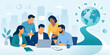© bizvector - Global plan, goal and business strategy. Path to the international success. Vector illustration.