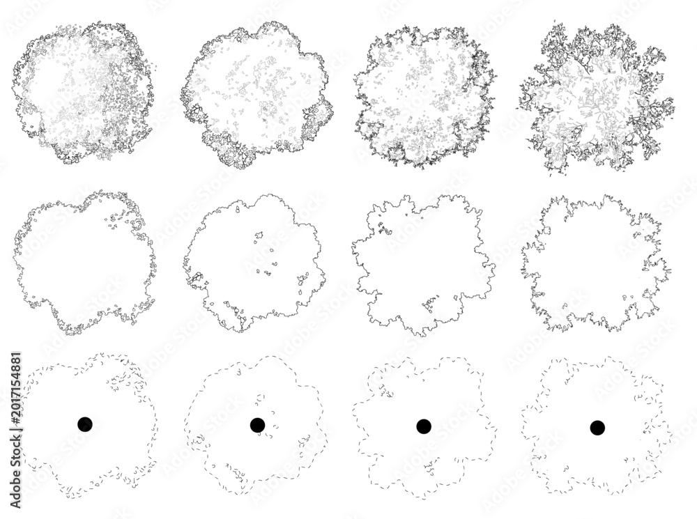 Plan View Sheared Tree Vector set of trees in plan view for use in architectural drawings ...