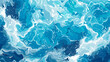 © AI PIC - Abstract Ocean Waves With White Foam In Various Shades Of Blue And Cyan