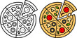 © Bambang - Pizza minimalist icon illustration in line art and colored design, for coloring pages