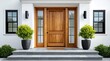 © NovaVision - Modern home entrance with warm wood accents