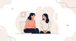 © Jeje - Two women talking, sharing secrets, conversation, support, friendship, illustration