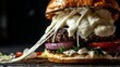 © Chaehwan - Gourmet beef burger with melting oozing mozzarella cheese pulling away