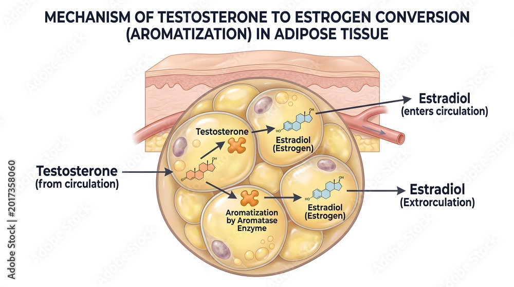Mechanism of Testosterone to Estrogen Conversion in Adipose Tissue ...