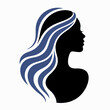 © ByyNrr - Stylized silhouette of a woman with flowing wavy blue hair.