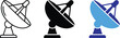 © AYESHA - Satellite dish antenna vector icon set for communication and broadcasting design