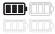 © Md Hajrat - Battery charge indicator icons in solid outline dashed styles with indicator technology electronic interface silhouette representation variation