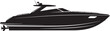 © woodcut - Sleek black speedboat, luxury yacht, vector boat, nautical vehicle, watercraft