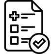 © AlexBlogoodf - Medical insurance: sheet of paper with medical cross and check mark. Prior authorization. Thin line icon. Vector illustration.