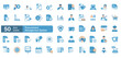 © tareq - Comprehensive collection of fifty blue flat vector icons for procurement management systems, illustrating supply chain, logistics, and business operations