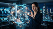 © Diana - Businesswoman touching virtual screen