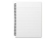 © JF Stock - Spiral notebook with horizontal lines and partially filled pages isolated on white background