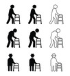 © sojibadnan354 - Elderly People with Walker Icon Set – Senior Assistance and Mobility Symbols