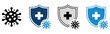 © MD REZAUL 1 - Immune icon sheet, multiple style collection featuring immunity symbols, virus protection and shield elements, health defense and safety concept, modern flat, line, outline, and glyph vector