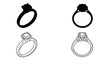 © Reajul - diamond ring silhouettes and line drawings on white background