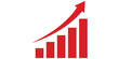 © Shamsun - Red bar chart illustration showing upward growth trend with rising bars and directional arrow icon