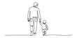 © Icon_gallery - Father holding hand of little son walking together continuous line drawing