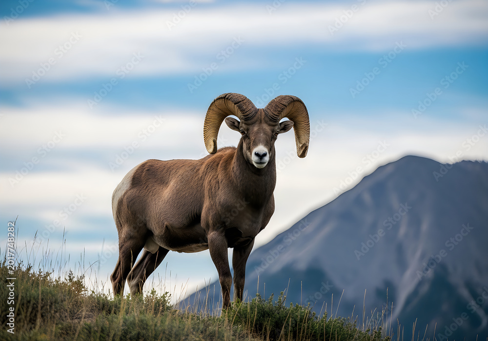 Majestic bighorn sheep portrait a stunning wildlife encounter in the ...