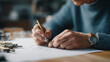 © perfectlab - Elderly person drawing technical sketches
