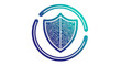 © Lvtn - Cyber security shield icon with digital circuit board pattern design