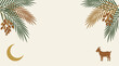 © mizan - Minimalist Eid Al Adha Greeting Background with Goat and Date Palm Branches.