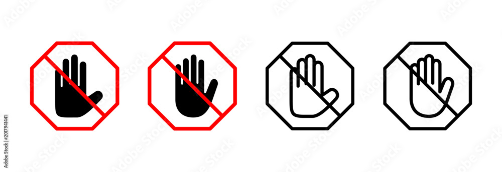 Single Hand Stop Icon Stop icon symbol for apps and websites. stop road sign. hand stop sign ...