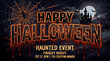 © jamal - Bold halloween horror graphic features dripping blood text with spider webs and full moon on dark haunted background