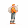 © zubi - Man carrying large heavy sack load.