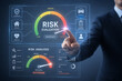 © BuatBikin - Businessman interacts with virtual risk evaluation and analysis interface screen
